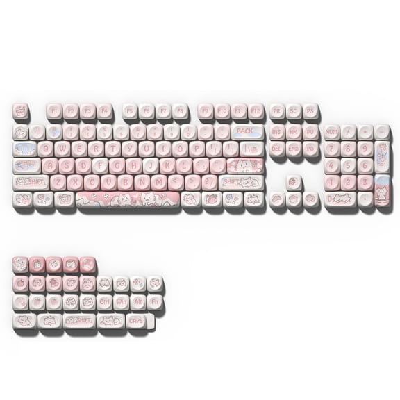 Mechanical Keyboard Keycaps 132Keys Colorful Strawberry Kitten Theme Customization Keycap Set