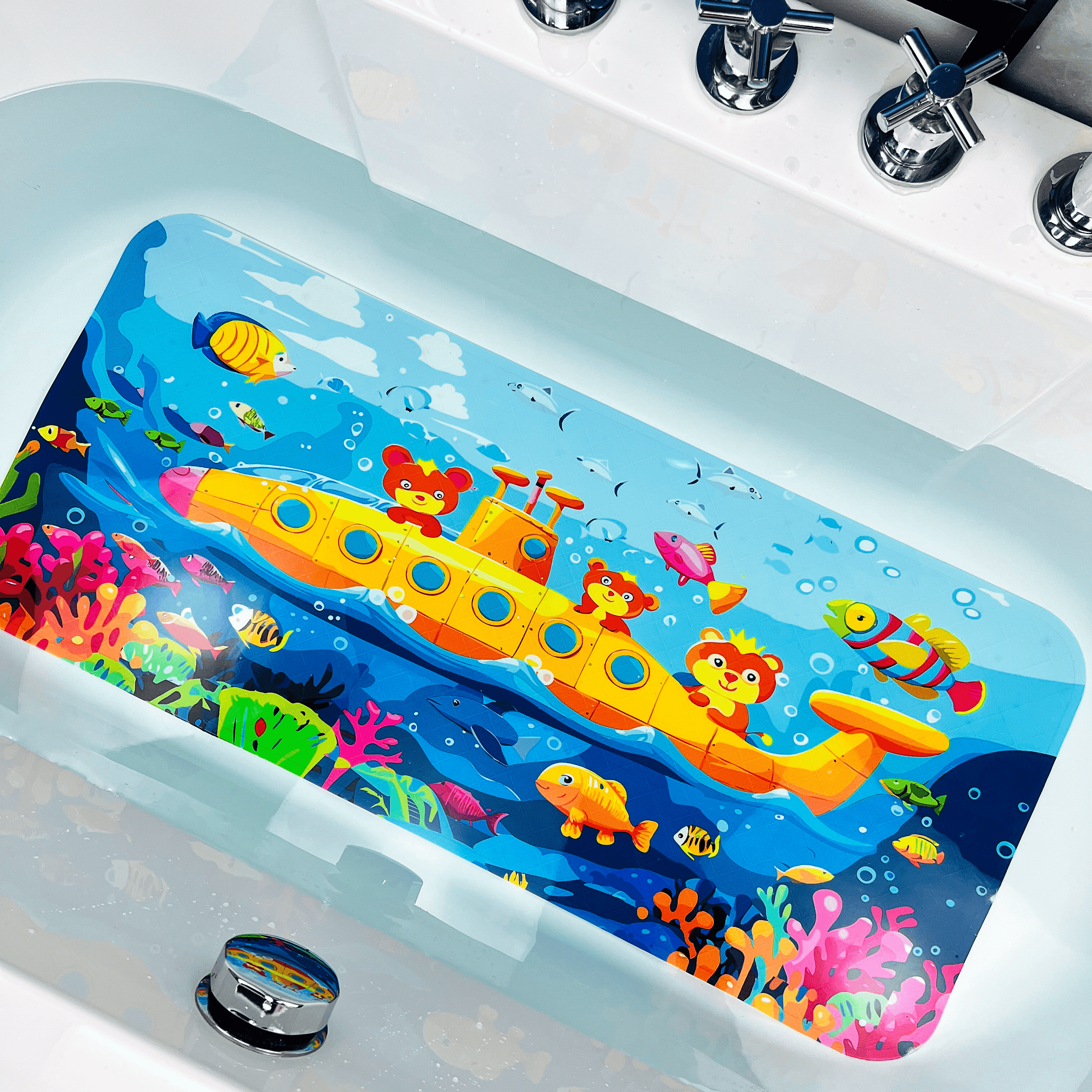 Cartoon Kids Bath Mat Non Slip Bathtub Mat 35x16 Inch XL Large Size — free download