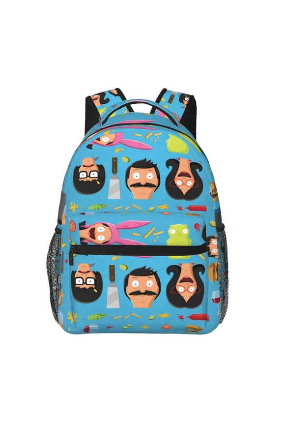 Cartoon Bob's Burgers Backpack Toddler Backpac 15.7" Cute Travel Bag Funny Lightweight Backpack