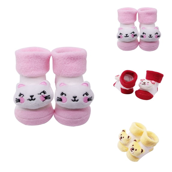 Cartoon Kids Socks, 12 Pairs Non- Grips Crew Socks for Toddlers 1-7 Years Old Boys Girls