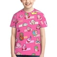 thumbnail image 1 of Cartoon Kirby Game Teen T-Shirt Crewneck Short Sleeve Double-Sided Print Summer Tee Shirts Top For Youth Boys Girls Children Medium, 1 of 7