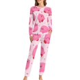 thumbnail image 1 of Cartoon Kirby Game Womens Pajama Set Loungewear Cozy Soft House Wear Sets Long Sleeve Round Neck T Shirt Top Bottom Pants Sleepwear, 1 of 9