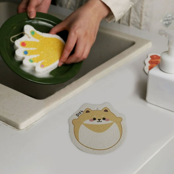 Cartoon Kitchen Fiber Thickened Wood Pulp Cotton Compressed Sponge Scrubbing Dishes