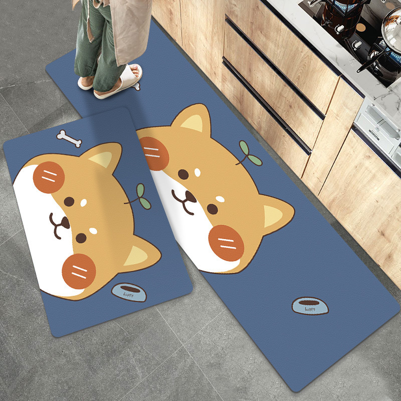 Cartoon Kitchen Floor Mats Waterproof OilProof Wipeable Cloth Mat