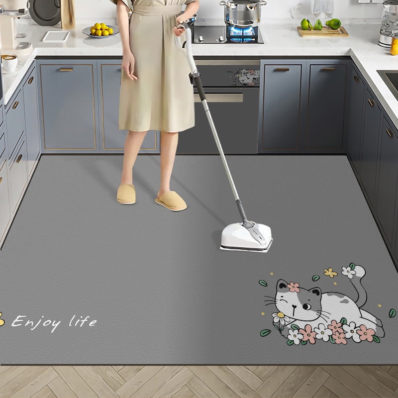 Cartoon Kitchen Floor Pad Water Absorption, Anti Slip, Diatom Mud