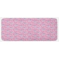 thumbnail image 1 of Cartoon Kitchen Mat, Bows and Bootes Buttons Ribbon Infant Elements Birthday Theme on Tartan Display, Plush Decorative Kitchen Mat with Non Slip Backing, 47" X 19", Pale Pink Mauve, by Ambesonne, 1 of 1