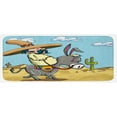 thumbnail image 1 of Cartoon Kitchen Mat, Mexican Man Wearing Sombrero Hat Riding a Donkey in the Desert with Cactus Plants, Plush Decorative Kitchen Mat with Non Slip Backing, 47" X 19", Multicolor, by Ambesonne, 1 of 1