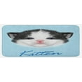 thumbnail image 1 of Cartoon Kitchen Mat, Portrait of Domestic Kitten Bicolor Furry Head Pink Wet Nose Art, Plush Decorative Kitchen Mat with Non Slip Backing, 47" X 19", Black White Blue, by Ambesonne, 1 of 1