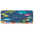 thumbnail image 1 of Cartoon Kitchen Mat, Underwater Graphic Algaes Coral Reefs Turtles Fishes the Life Aquatic, Plush Decorative Kitchen Mat with Non Slip Backing, 47" X 19", Multicolor, by Ambesonne, 1 of 1