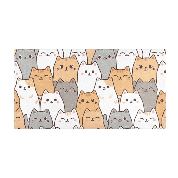 Cartoon Kitten Bath Mat 39x20 Inch Soft Absorbent Non-Slip Plush Bathroom Rug for Floor