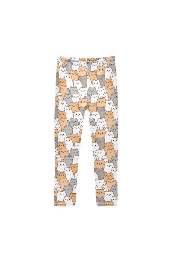 Cartoon Kitten Printed Leggings Yoga Pants for in 4t to 10t