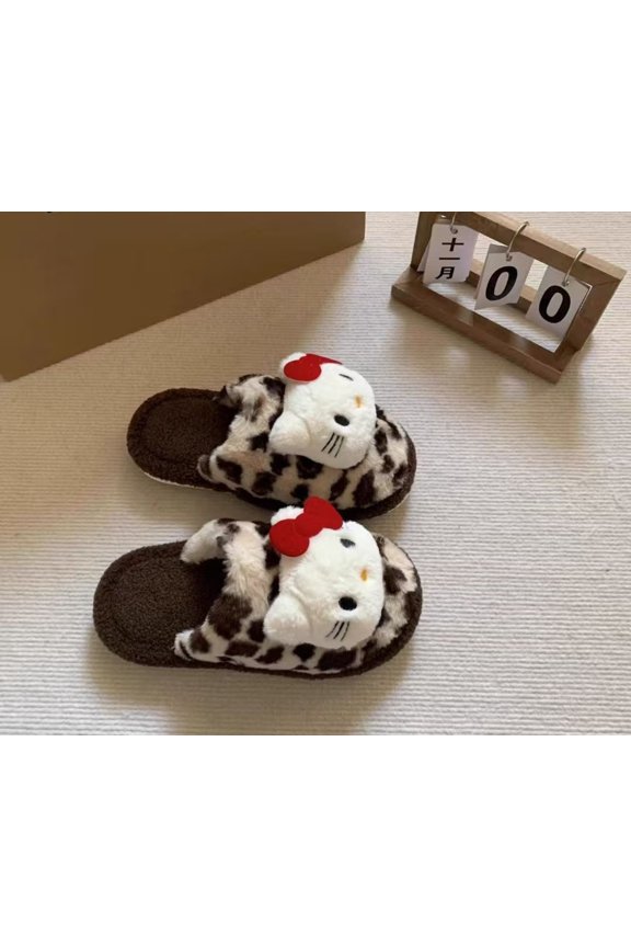 Cartoon Kitty Cat Women's Cotton Slippers Autumn and Winter Comfortable Soft Warm Slippers