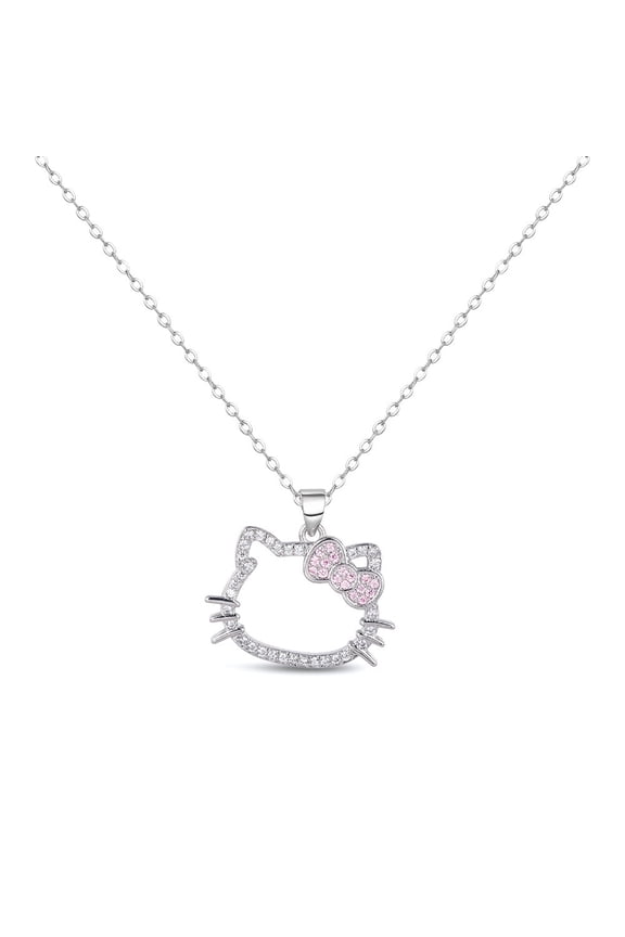 Cartoon Kitty cat diamond necklace, fashionable girly heart, student bestie clavicle chain, niche design sweater chain