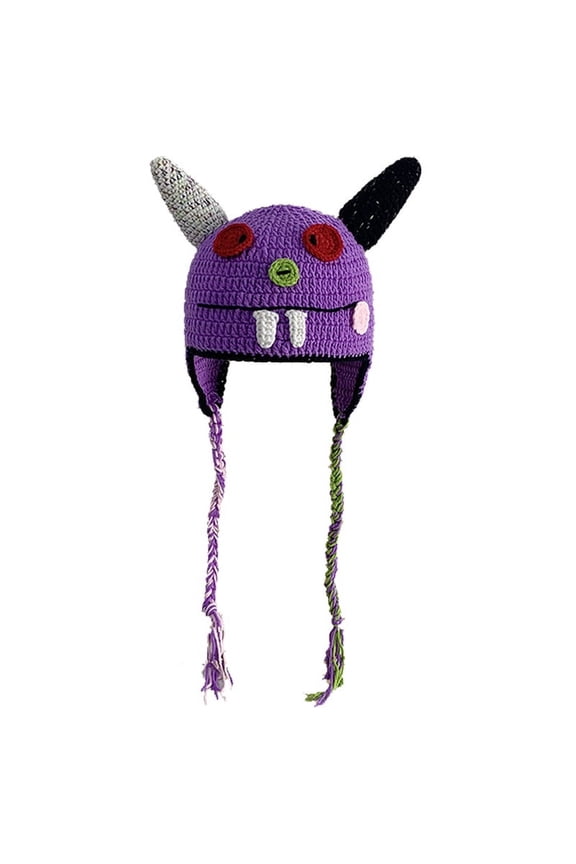 Cartoon Knit Hat Cute Windproof Warm Breathable Stretchy Funny Winter Hat for Men Women Kids Type 1