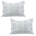 thumbnail image 1 of Cartoon Knitted Quilt Pillowcover Set of 2, Design Ribbons Teddy Bears Hearts Art, Standard Queen Pillow Sham Bedroom, 30" x 20", Purple Grey Navy Blue, by Ambesonne, 1 of 1
