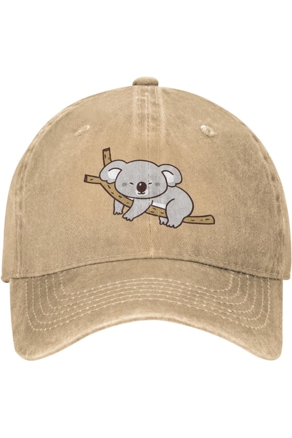 Cartoon Koala Distressed Adjustable Washed Denim Mens Dad Trucker Hat Baseball Ball Cap for Men