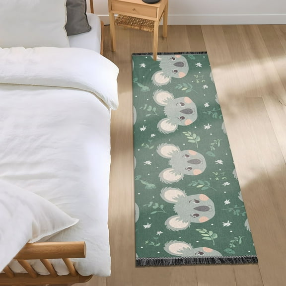 Cartoon Koala Face Runner Area Rug 2x6 Soft Non-Slip Washable Bedside Carpet for Hallway Bedroom Living Room Home Decor