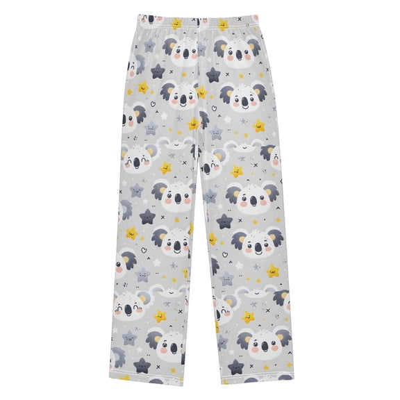 Cartoon Koala Face and Star Christmas Pajama Pants Soft and Lightweight Elastic Waistband Christmas Pajama Pants