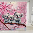 thumbnail image 1 of Cartoon Koala Shower Curtain Pink Cherry Blossom Bathroom Curtain Cute Kawaii Animals Pattern Bath Curtain 72"Wx72"L Winter Watercolor Snowflake Bathroom Accessories, 1 of 6