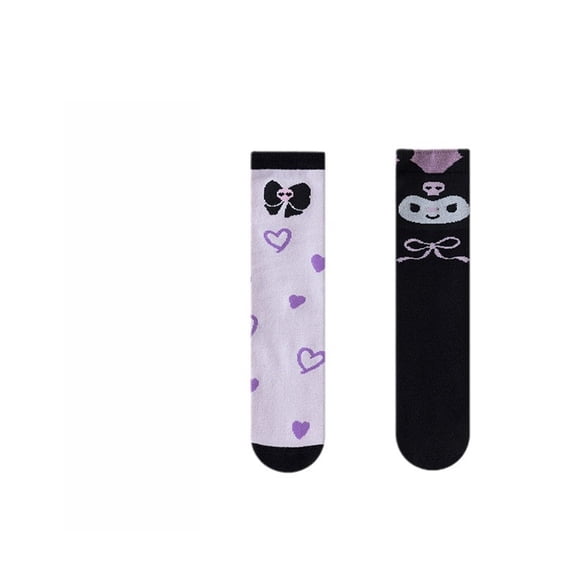 Cartoon Kuromi  Calf Socks Spring and Autumn Female New Socks Autumn and Winter Cartoon Kuromi Stockings Size for Height 100-140cm