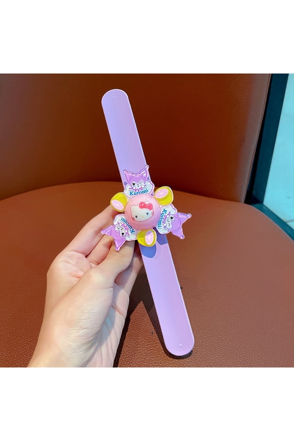 Cartoon Kuromi Cinnamoroll KT Cat Watch Bracelet Cartoon Pop-around Flash Light-up Spinning Top Slap Circle Bracelet