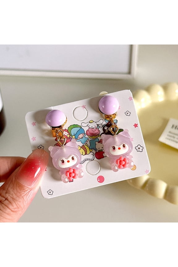 Cartoon Kuromi Hello Kitty Cinnamoroll Ear Clips Earrings Accessories No Piercing High-end Fashion Ear Dangles