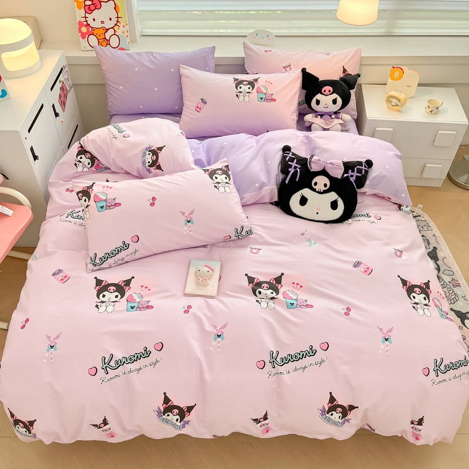 Cartoon Kuromi Melody Duvet Cover Bedding Set Cute Quilt Cover Bedroom ...