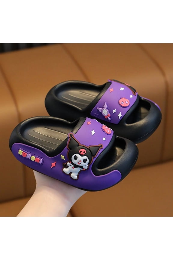 Cartoon Kuromi Slides Beach Sandals Slippers for Girls Kids Children Womens