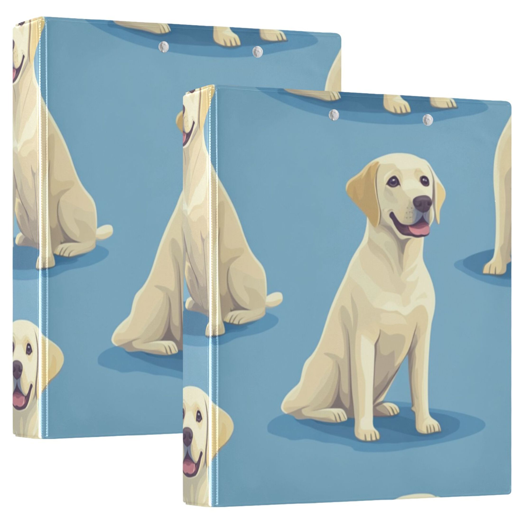 Cartoon Labradors 3 Ring Binders 1.5 inch Hardcover File Folders with Interior Pockets A4 Size Organizer for School Office Hospital