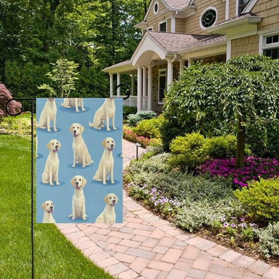 Cartoon Labradors Garden Flag Double Sided 12 x 18 Inch Outside Yard Decoration Outdoor Flag