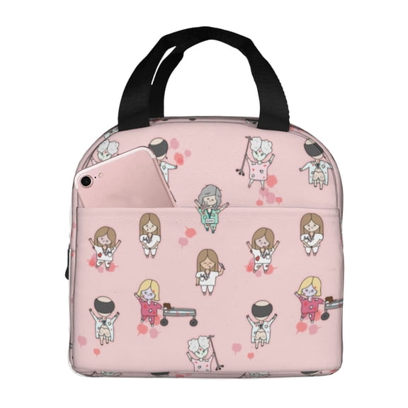 Cartoon Ladies Nurse Doctor Lunch Boxes Cute Lunch Bag for Nurse High Quality Insulated Food Container for Outdoor Activities