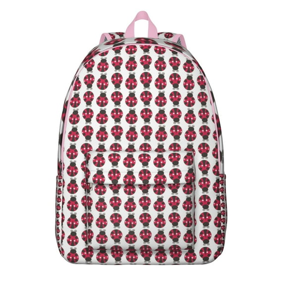 Cartoon Ladybird Print Laptop Backpack for Students, Lightweight and Durable School Bag with Cute Red Ladybug Pattern and Polka Dots