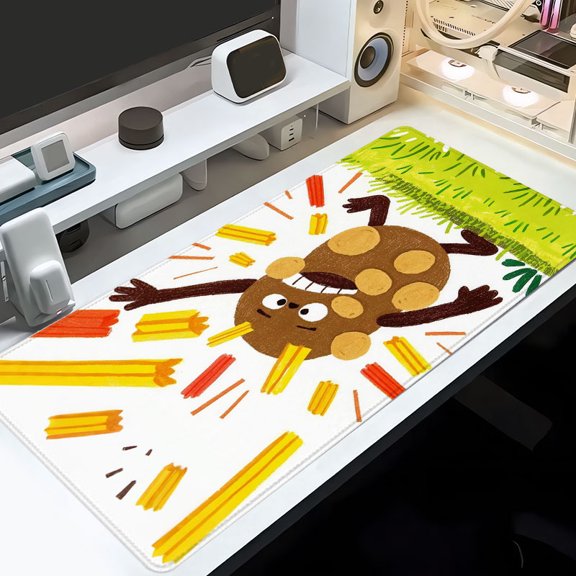 Cartoon Creature Mouse Pad 31.5 x 11.82 inches Rubber Desk Accessory with Fun Art Design for Office and Home Use