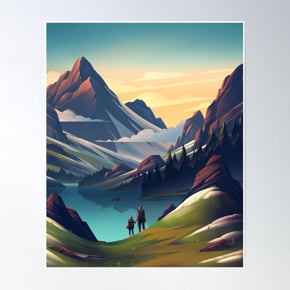 Cartoon Landscape Poster Wall Art, Modern Wall Decor, 24x36 UNFRAMED