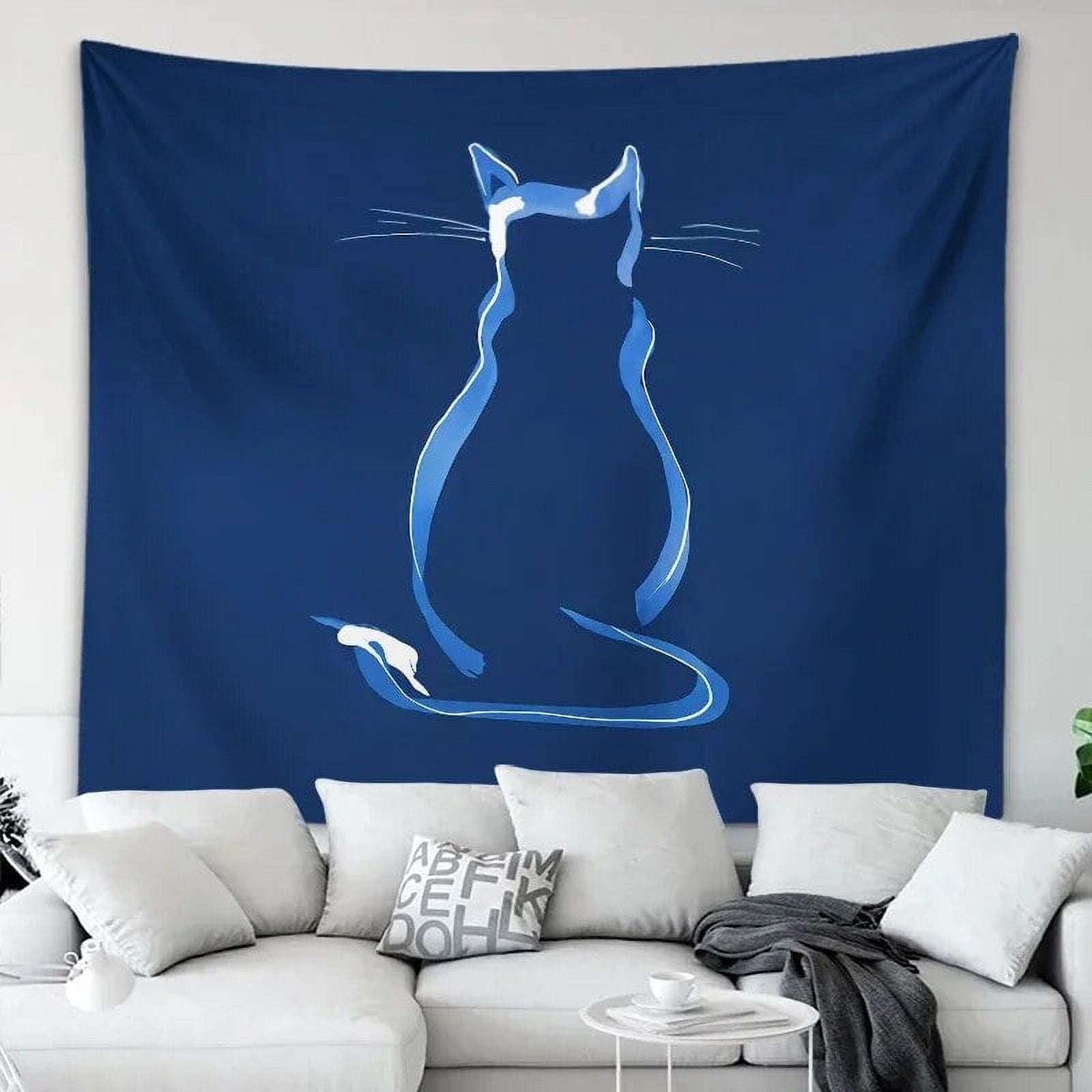 Cartoon Laughing Cat Tapestry Cute Animal Wall Tapestry for Baby Kids Room Living Room Bedroom