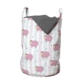thumbnail image 1 of Cartoon Laundry Bag, of Abstract Sheep with Stripes and Tiny Hearts, Hamper Basket with Handles Drawstring Closure for Laundromats, 13" x 19", Baby Pink Baby Blue, by Ambesonne, 1 of 4