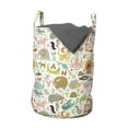 thumbnail image 1 of Cartoon Laundry Bag, Animals and Children Alphabet Letters Funny Education Preschool, Hamper Basket with Handles Drawstring Closure for Laundromats, 13" x 19", Multicolor, by Ambesonne, 1 of 4