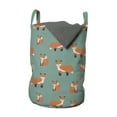 thumbnail image 1 of Cartoon Laundry Bag, Childish of Forest Animals Sitting Woodland Creatures, Hamper Basket with Handles Drawstring Closure for Laundromats, 13" x 19", Burnt Sienna and Laurel Green, by Ambesonne, 1 of 4