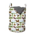 thumbnail image 1 of Cartoon Laundry Bag, Funny Insects Wasp Bee Caterpillar Dragonfly Ladybug Ant Cheerful Characters, Basket with Handles Drawstring Closure for Laundromats, 13" x 19", White Multicolor, by Ambesonne, 1 of 4
