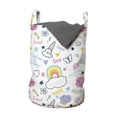 thumbnail image 1 of Cartoon Laundry Bag, Rainbow Clouds I Believe in Unicorns Love Hope Happy Cupcake Ice Cream Magic Kids, Basket with Handles Drawstring Closure for Laundromats, 13" x 19", Multicolor, by Ambesonne, 1 of 4