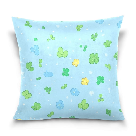 Cartoon Leaf Print 16x16 Inch Plush Velvet Pillowcase Double Sided Print, Hidden Zipper