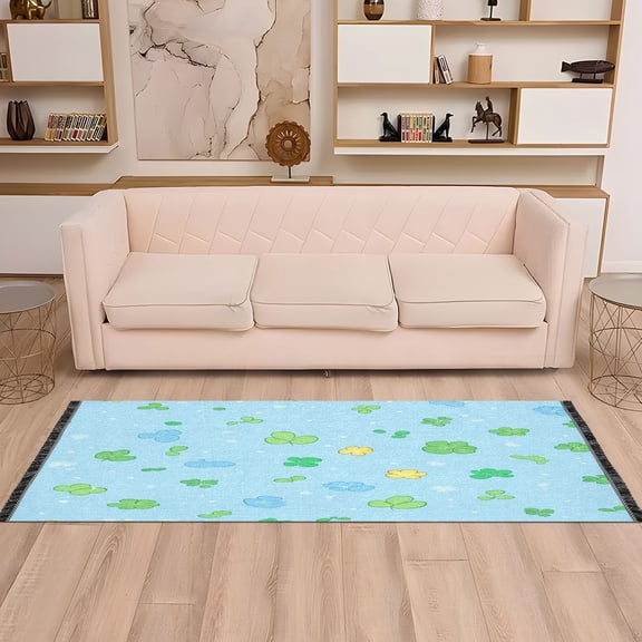 Cartoon Leaf Print 72x23.5" Bedroom Runner Rug, Durable and Non-Slip for Hallways and Living Rooms