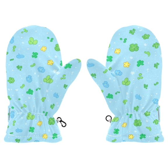 Cartoon Leaf Print Cold Weather Mittens Cozy Gloves with Adjustable Fit Perfect for Outdoor Fun