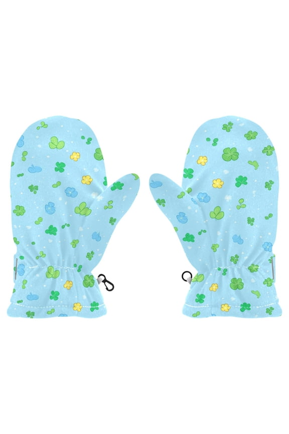 Cartoon Leaf Print Cold Weather Mittens Cozy Gloves with Adjustable Fit Perfect for Outdoor Fun