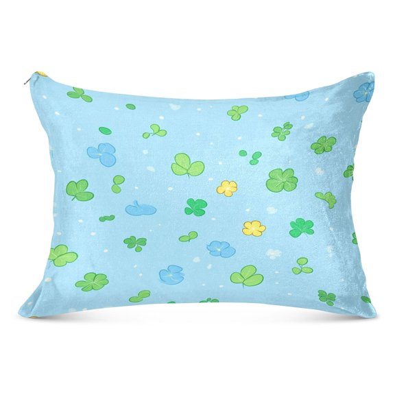Cartoon Leaf Print Soft Plush Pillow Cover, Zippered Design, Comfortable for Bedroom and Sofa