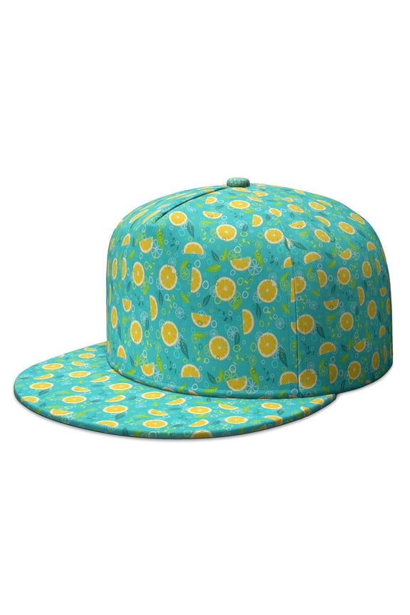 Cartoon Lemon Snapback - Bright Citrus Pattern Adjustable Cap, Summer Fruit Lover Style