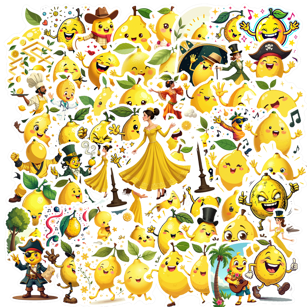 Cartoon Lemon Theme Stickers, Waterproof Lemon Theme Sticker for Water ...