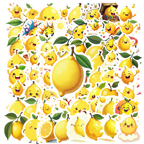 Cartoon Lemon Theme Stickers, Waterproof Lemon Theme Sticker for Water Bottle Laptop Phone Cases Planner Skateboard Luggage Helmet Party Favor Decor, Ideal for Adults Teens Teacher Rewards