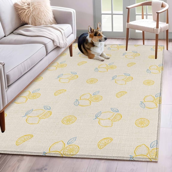 Cartoon Lemons 4'x6' Rug for Dining Table for 4 People Under Table ...