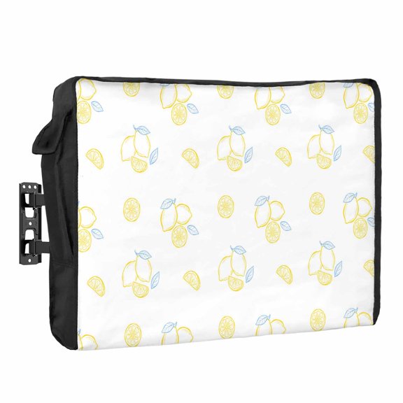 Cartoon Lemons Waterproof Outdoor TV Cover, Summer Fruit Leaf Pastoral Plant Farmhouse Outside Weatherproof TV Enclosures for 30 to 32 Inch LCD Television Shield Flat Screen Protectors